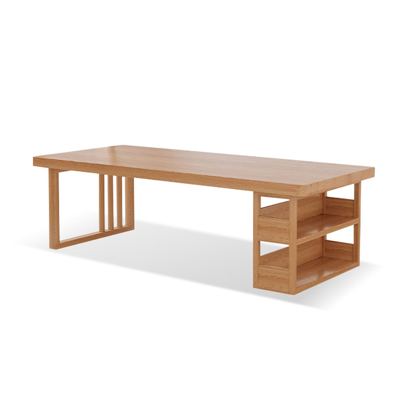 Bureau rectangulaire en bois massif Burlywood, H 29,53 po x l 70,87 po x P 31,5 po
