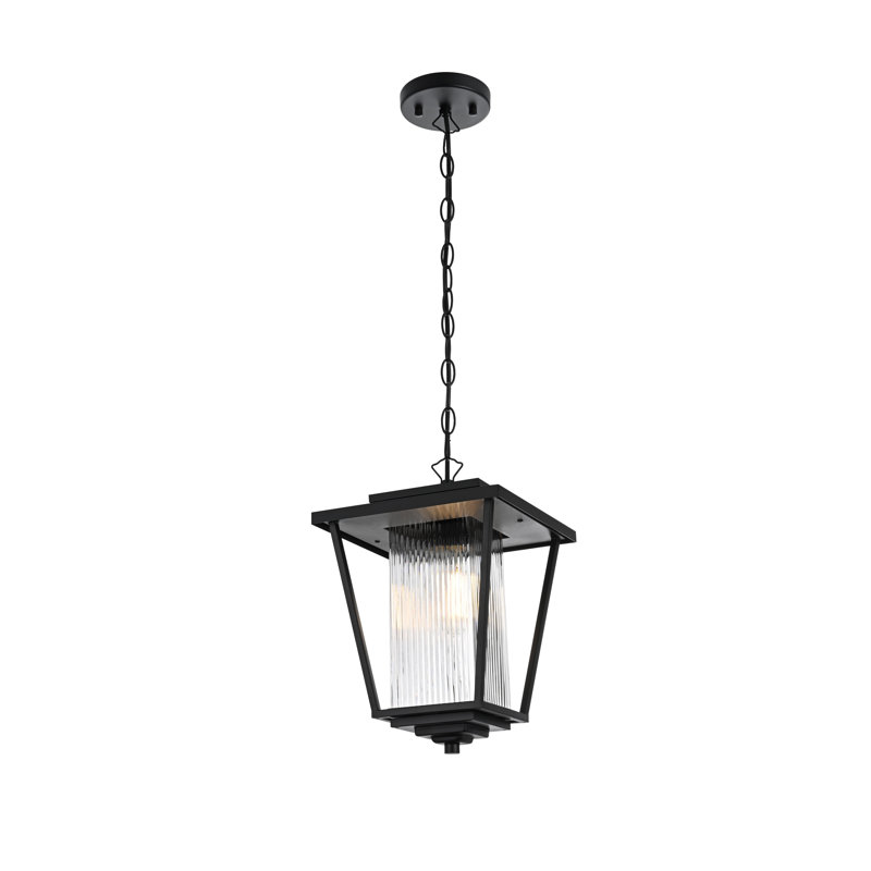 Luminaire suspendu d'extérieur noir Musson, H 14,5 po x l 10 po x P 10 po