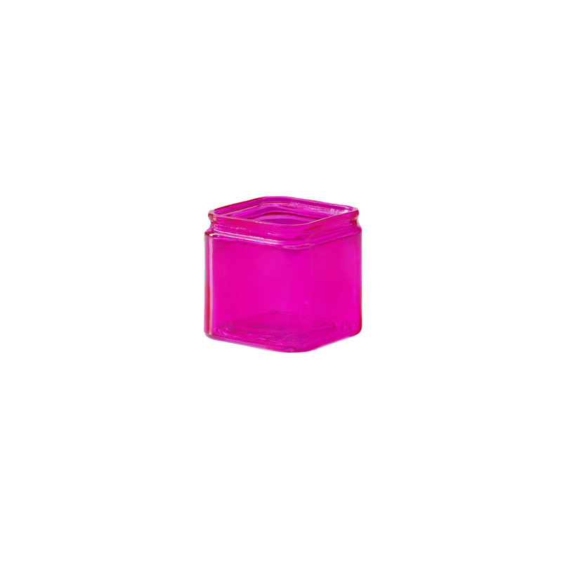 Machine Made Glass Cube Vase, 5" H x 5" W x 5" D, Pink