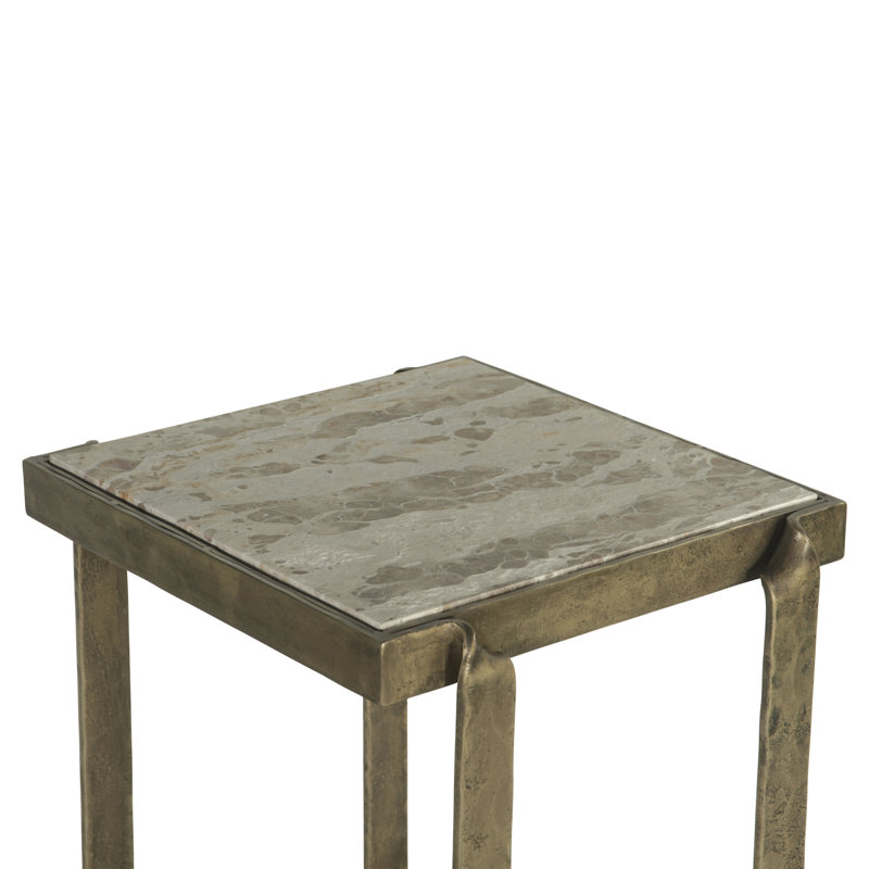 Rhodes 19" Square Marble Top Side Table with Antique Brass Base