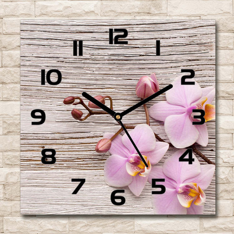 Hermi Glass Wall Clock, Black/Pink/Beige