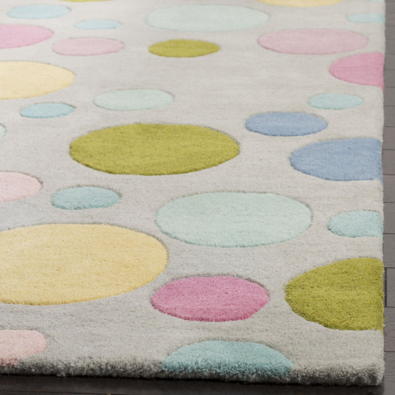 Amier Hand Tufted Wool And Viscose Polka Dots Rug, Square 6'