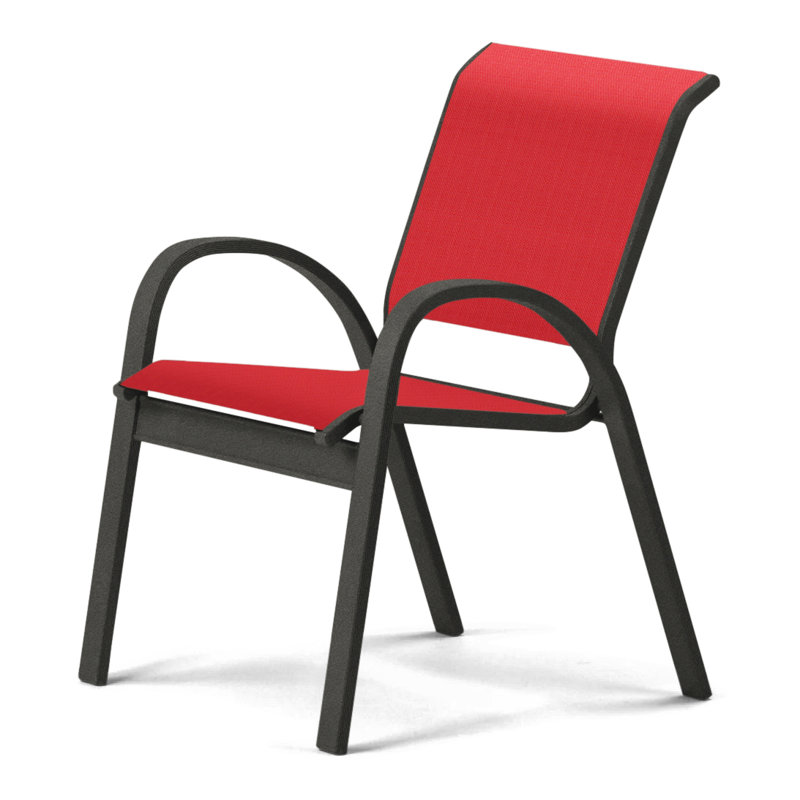 Aruba 1 Outdoor Dining Armchair, Red 1D Sunbrella®, Textured Graphite