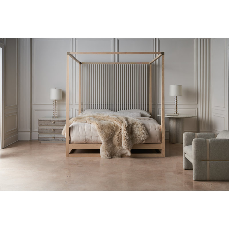 Pinstripe Solid Wood Canopy Bed, King