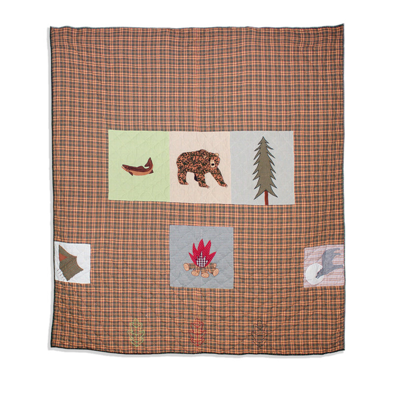 Ensemble de courtepointe réversible en coton 3 pièces Patch Magic, Brun