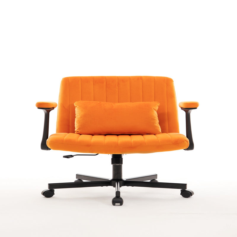 Criss Cross Armrest Office Chair With Wheels - Modern For Home Office, Meditation & Creative Work, Orange