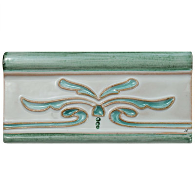 Novecento Cenefa Evoli 5.1" x 2.6" Glossy Ceramic Bullnose Tile Trim
