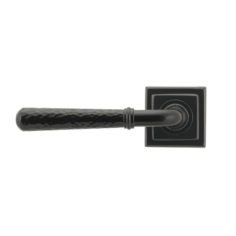 Hammered Newbury Lever on Rose Set (Square), Black