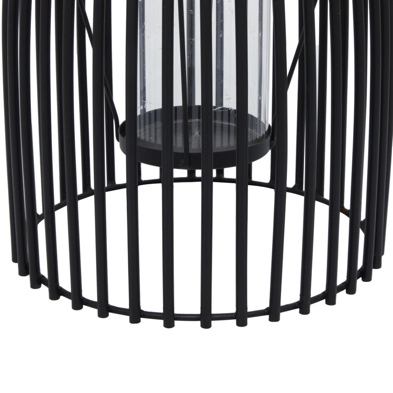 Lanterne bougie en fer et verre Enya, Noir, H 16 po x l 9 po x P 9 po