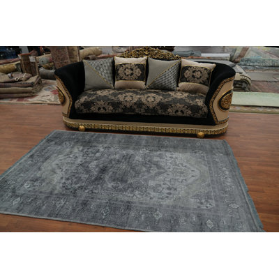 Tapis géométrique transitionnel Oushak 5 x 8