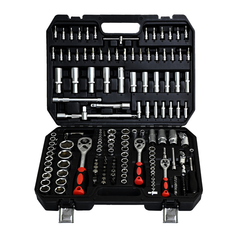 Black Socket And Ratchet Wrench Tool , 171pcs Carbon Steel Tools In Toolbox, For Car Repair, With Lock, Homeowners Toolbox Wrench, Mechanics Diy Enthusiasts, , Easy To Carry