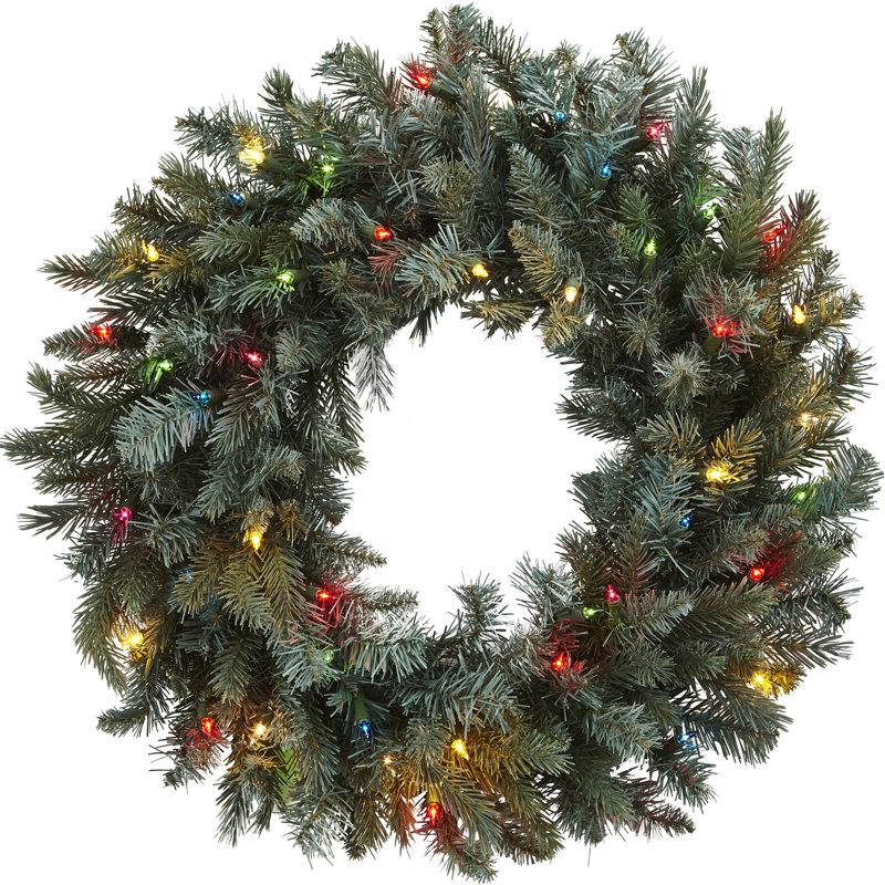 Faux Lighted Pine Plastic 30'' Wreath