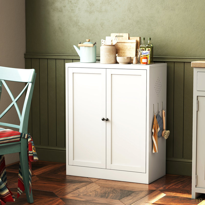 34.6"  Metal Pantry Cabinet With Adjustable Shelves - Freestanding Kitchen Storage Organizer With Easy-Grip Handles,  Assembly Required, Ideal For Kitchen, Dining Room, Apartment