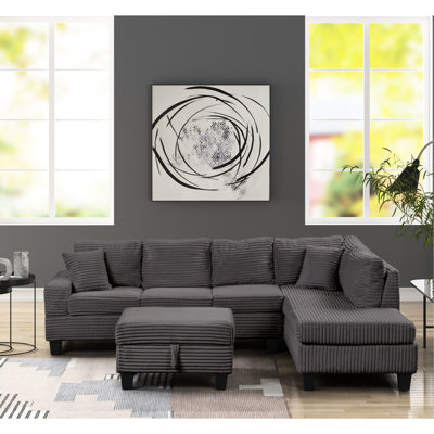 Modern Gray Velvet Sectional With Cup Holders And Functional Recliner Cushions