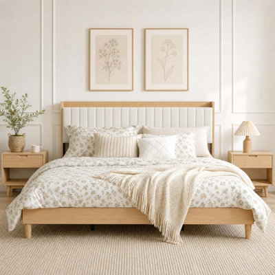 King Platform Bed Frame With Led Lights And Charging Station, Upholstered Storage Headboard, Engineered Wood And Iron Construction, No Box Spring Required