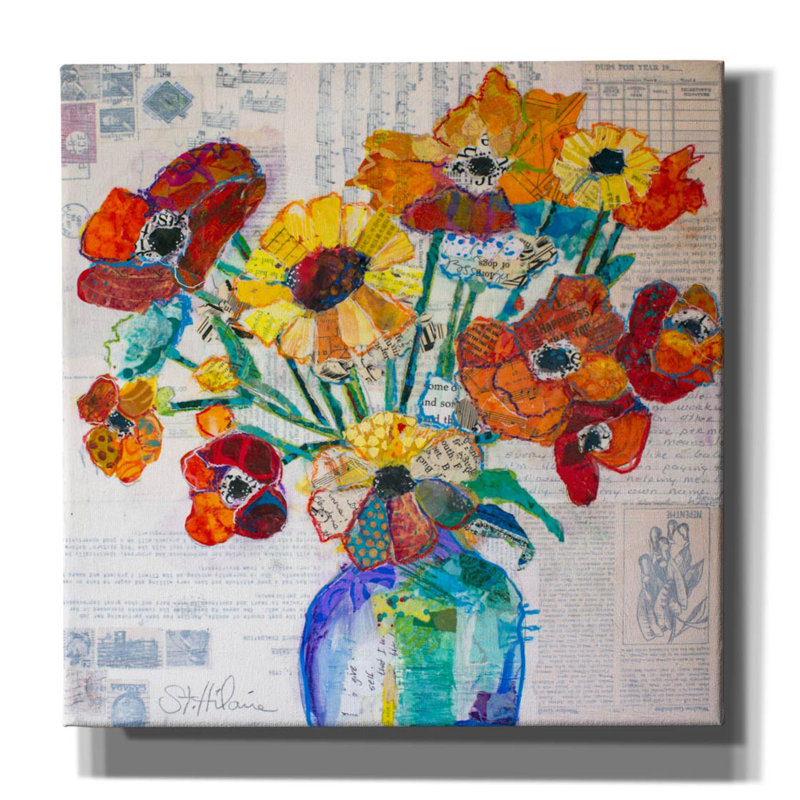 «Happiness A» par St. Hilaire Elizabeth, art mural sur toile, H 12 po x l 12 po x P 0,75 po