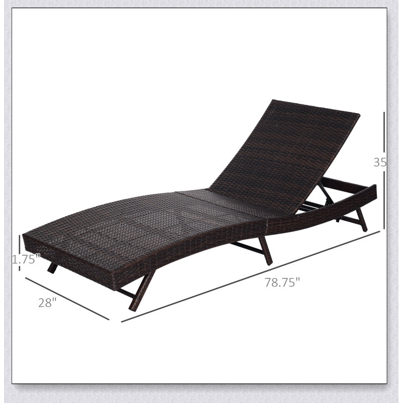 Outsunny Patio Chaise Lounge, Pool Chair with 5 Position Adjustable Backrest & Cushion, Outdoor PE