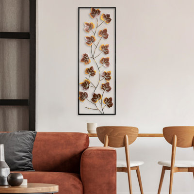 Handmade Decorative Metal Wall Accessory, 12.6 x 35.4 inches | 100% Metal, Thickness: 0.06 inches | Unique Hand-Painted Design, Perfect for Home Decor | Versatile Wall Hanging with Distinctive Color Variations