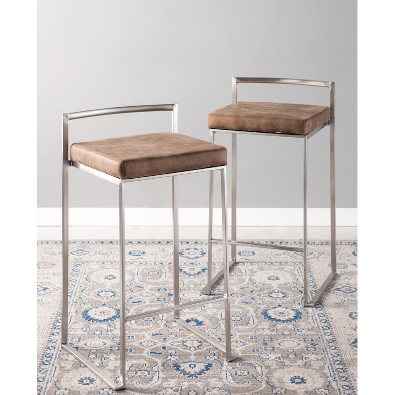 Tabouret de bar et de comptoir Ernestine, Polyester Cowboy brun, Tabouret de comptoir (siège d'une hauteur de 27 p