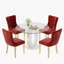 Ensemble de table de salle à manger haute brillance ronde avec 4 chaises de salle à manger en velours-1212418342-1212418337