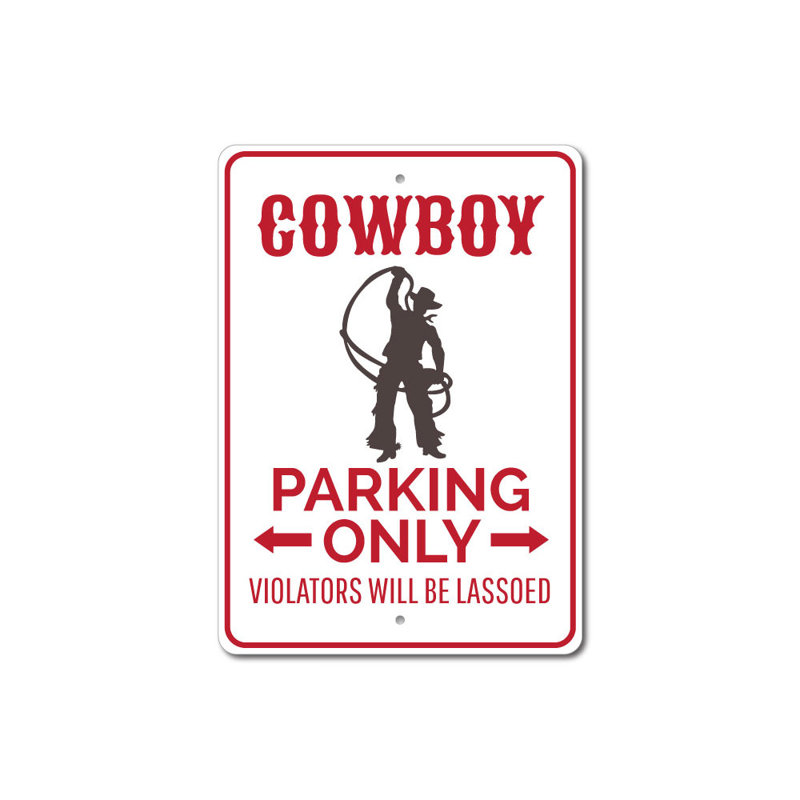 Enseigne en aluminium Cowboy, H 14 po x l 10 po x P 0,04 po