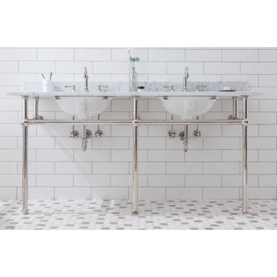 Copeland Stone Oval Console Bathroom Vanity with Faucet and Overflow
