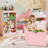 31.5''H Kids Bookcase, Toy Storage Organizer With Stuffed Animal Storage, Bench And Removable Cushions, Wooden Toddler Bookshelf With Movable Building Block Drawers, Pink-2044573698
