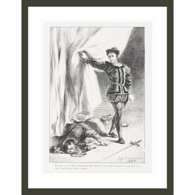 Hamlet et le cadavre de Polonius (Act. III Sc. IV) (Hamlet and Polonius’s Corpse) from Shakespeare’s Hamlet by Eugène Delacroix -Framed Giclee Print