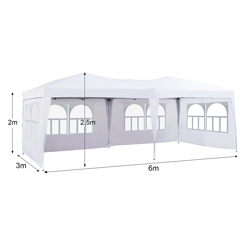 Asse 6m x 3m Metal Pop Up Gazebo, White