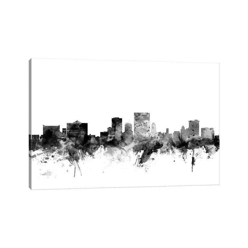 El Paso, Texas In Black & White by Michael Tompsett - Wrapped Canvas Gallery-Wrapped Canvas Giclée