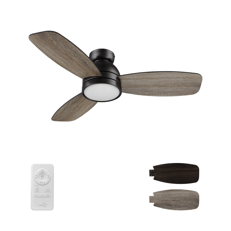 Gwan 44'' Flush Mount Ceiling Fan with Light, Brown