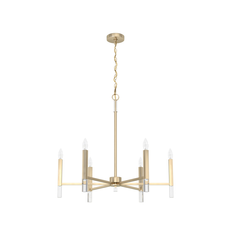 Hunter Sunjai 6 Light Chandelier Light Fixture, Alturas Gold, 69" H x 30" W x 30" D