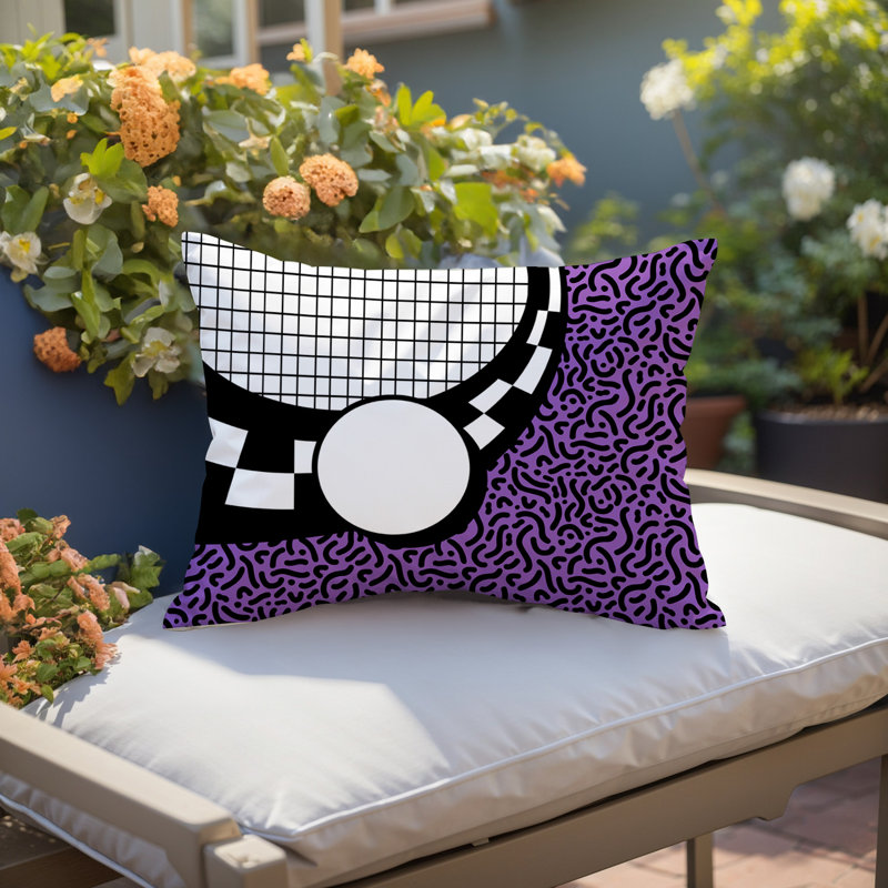Coussin lombaire intérieur / extérieur Trix Abstract, Rectangle H 18 po x l 25 po, Mauve