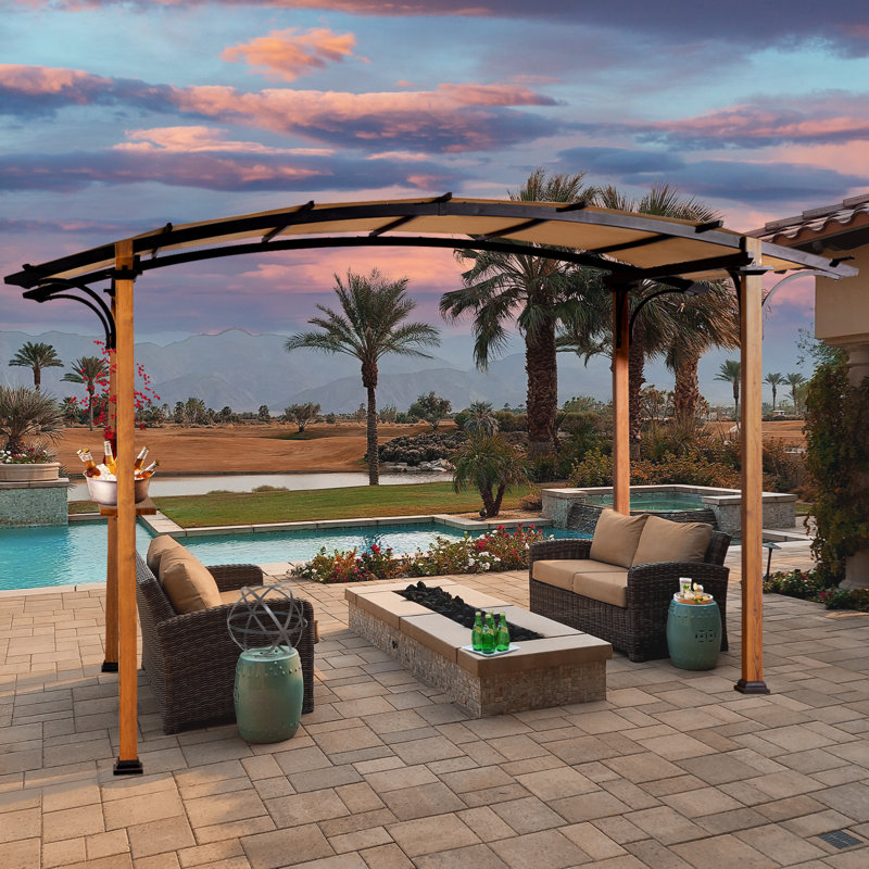 Pergola en métal avec auvent, L 11 pi x P 8,8 pi, Thermolaqué