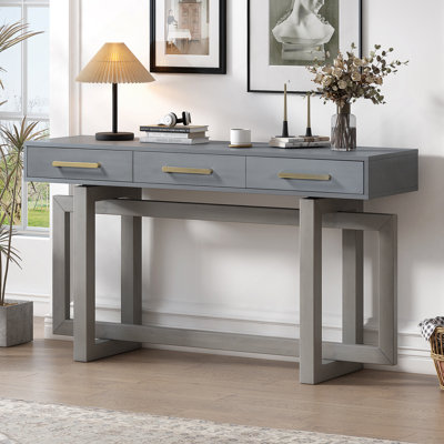 Console élégante avec trois tiroirs, très longue et polyvalente pour les entrées, les salons et les chambres à coucher.