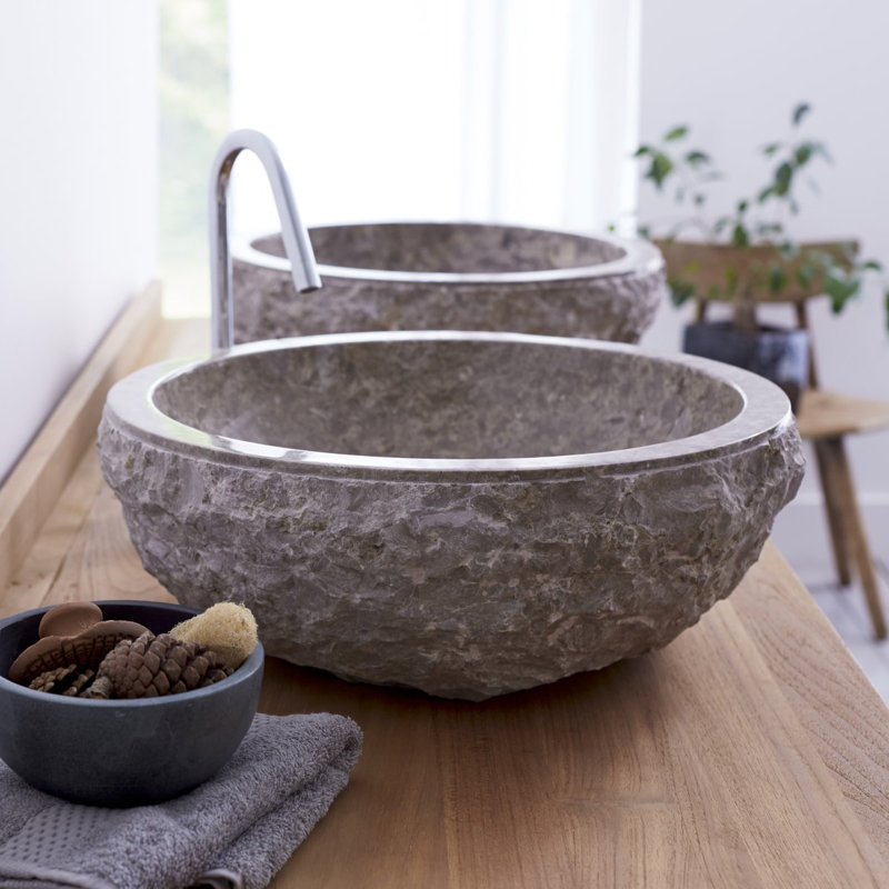 Scrula Gray Marble Bathroom Sink, Gray
