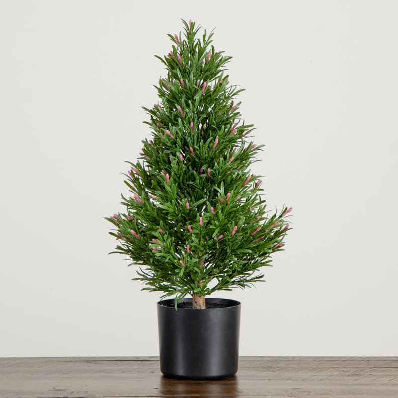 5 pi Arbre topiaire en forme de cône de romarin artificiel résistant aux rayons UV (intérieur / extérieur)