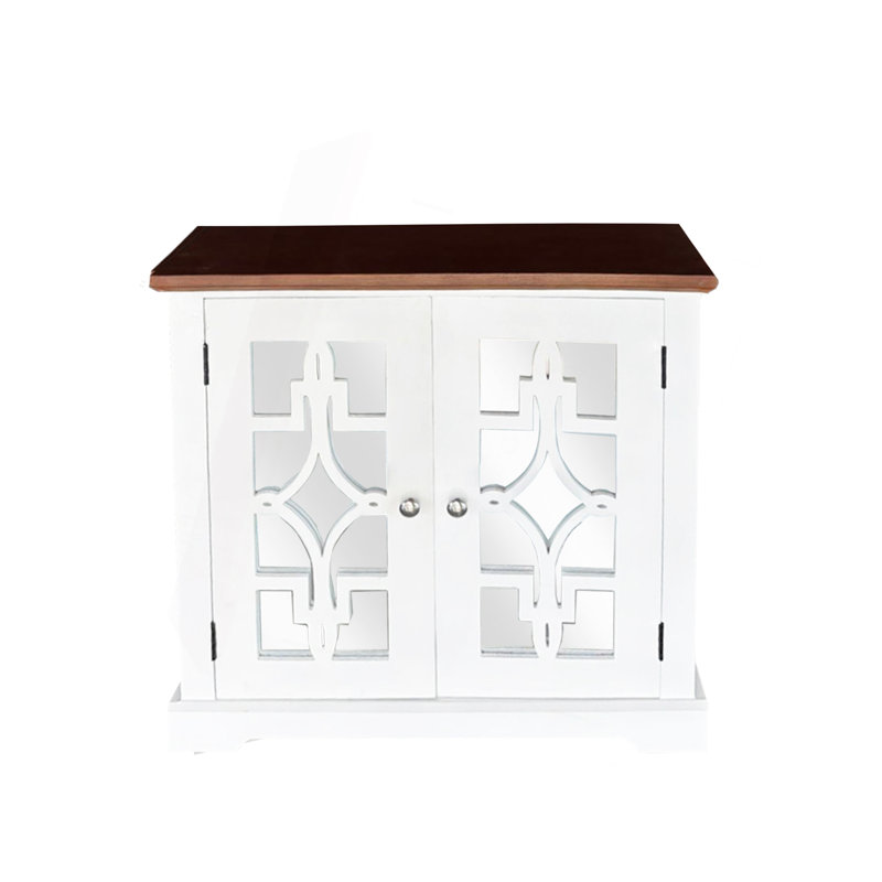 Armoire en bois massif avec porte miroir et tablette Logan