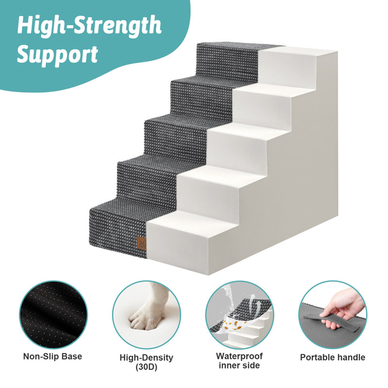 Escaliers 5 étages pour animaux, 5 marches (H 23,6 po x l 19,7 po x P 29,5 po), Gris foncé
