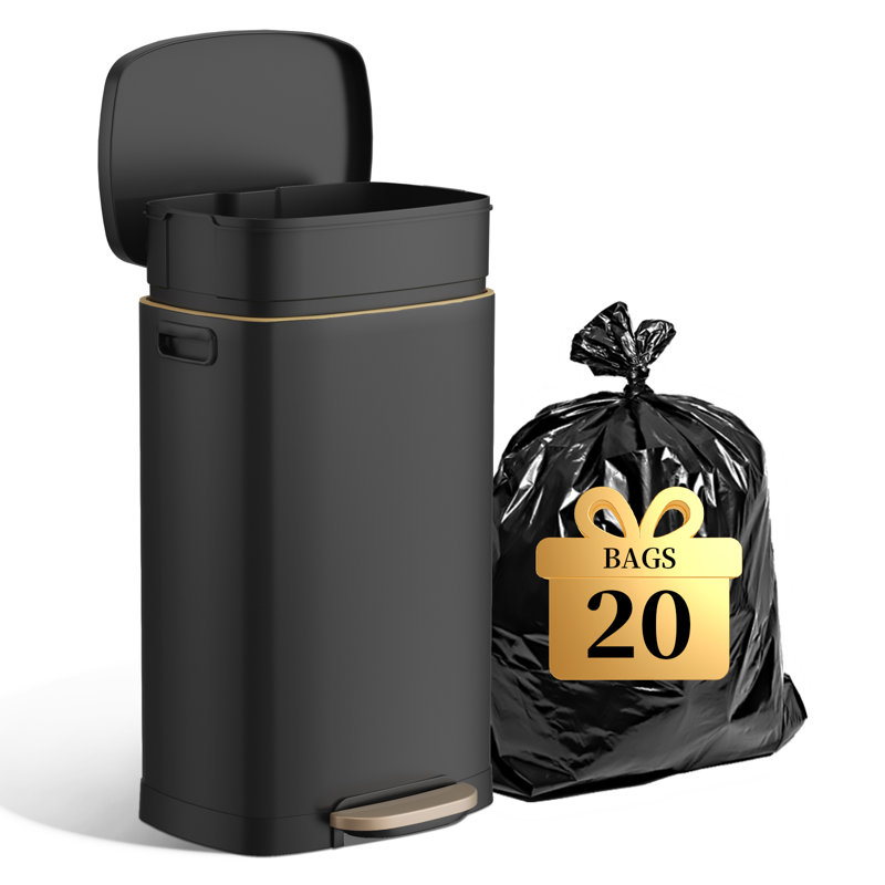 Kitchen Step Trash Can With Lid - Thumbnail 2