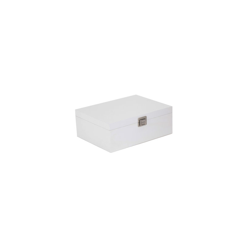 Wooden Storage Box with Lid, 23cm W x 30cm D, White Wash