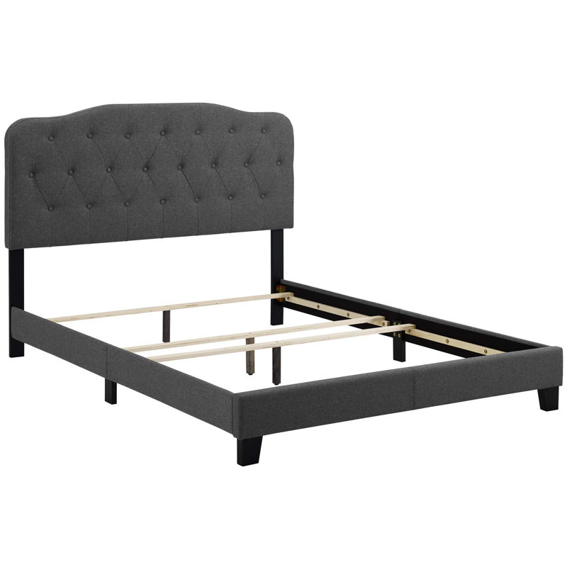 Gray Velvet Tufted Upholstered King Platform Bed