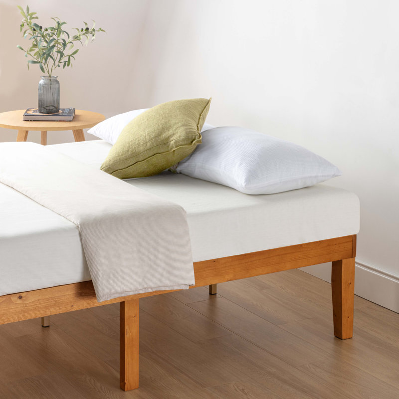 Kizer Contemporary Solid Wood Platform Bed, Queen, Natural