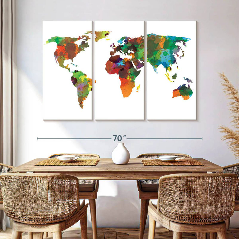 Carte du monde Aliaz Motley, H 42 po x l 65 po