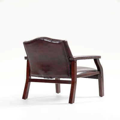 Chaises d'invité de réception en cuir avec siège et accoudoirs rembourrés Fauteuil de direction ergonomique à dossier moyen pour salle d'attente