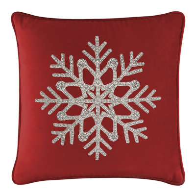 Sparkles Home Rhinestone Snowflake Throw Pillow | Luxurious Feather Insert | Winter Decor & Accent