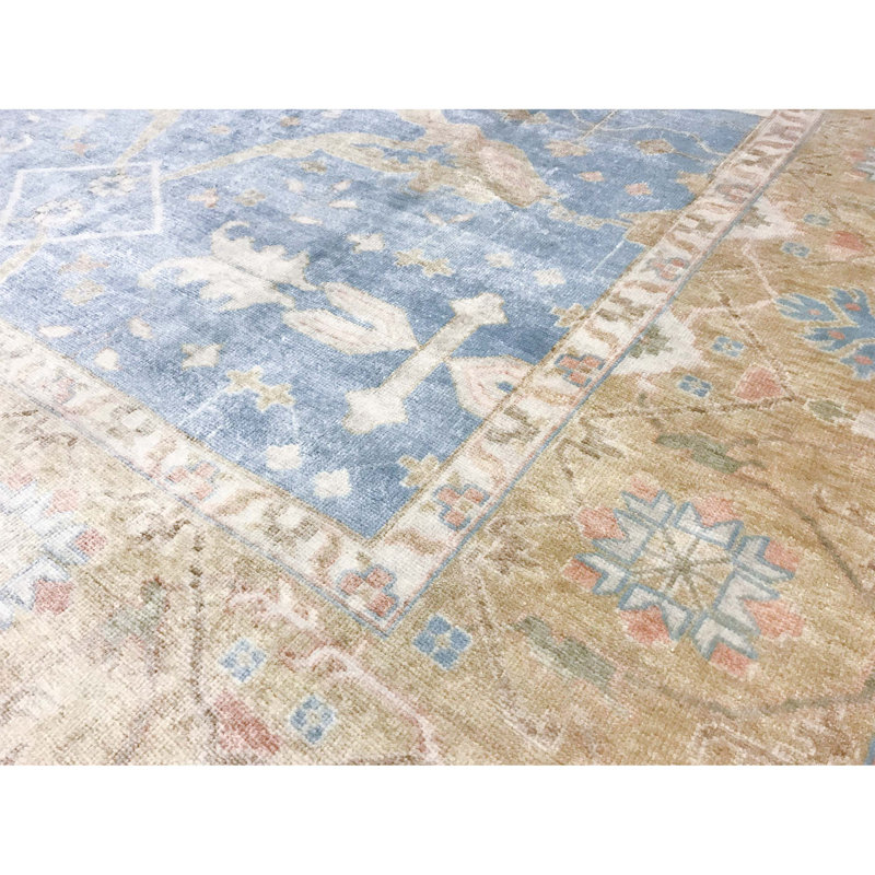Demirji Wool Oriental Area Rug in Blue/Gold, Rectangle 9' x 11'11"