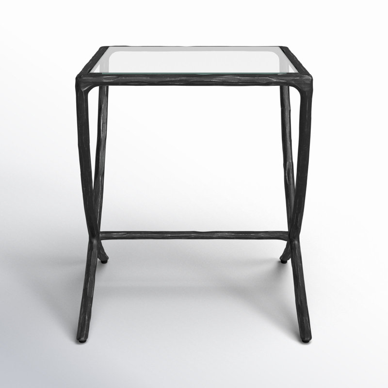Evelynn Glass End Table, Black