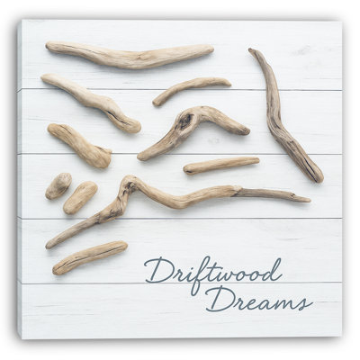 «Driftwood Dreams - Coastal Rustic Driftwood», art mural sur toile