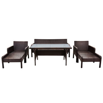 Table de salle à manger rectangulaire pour 7 personnes 56,7 po avec coussins Fabriciano